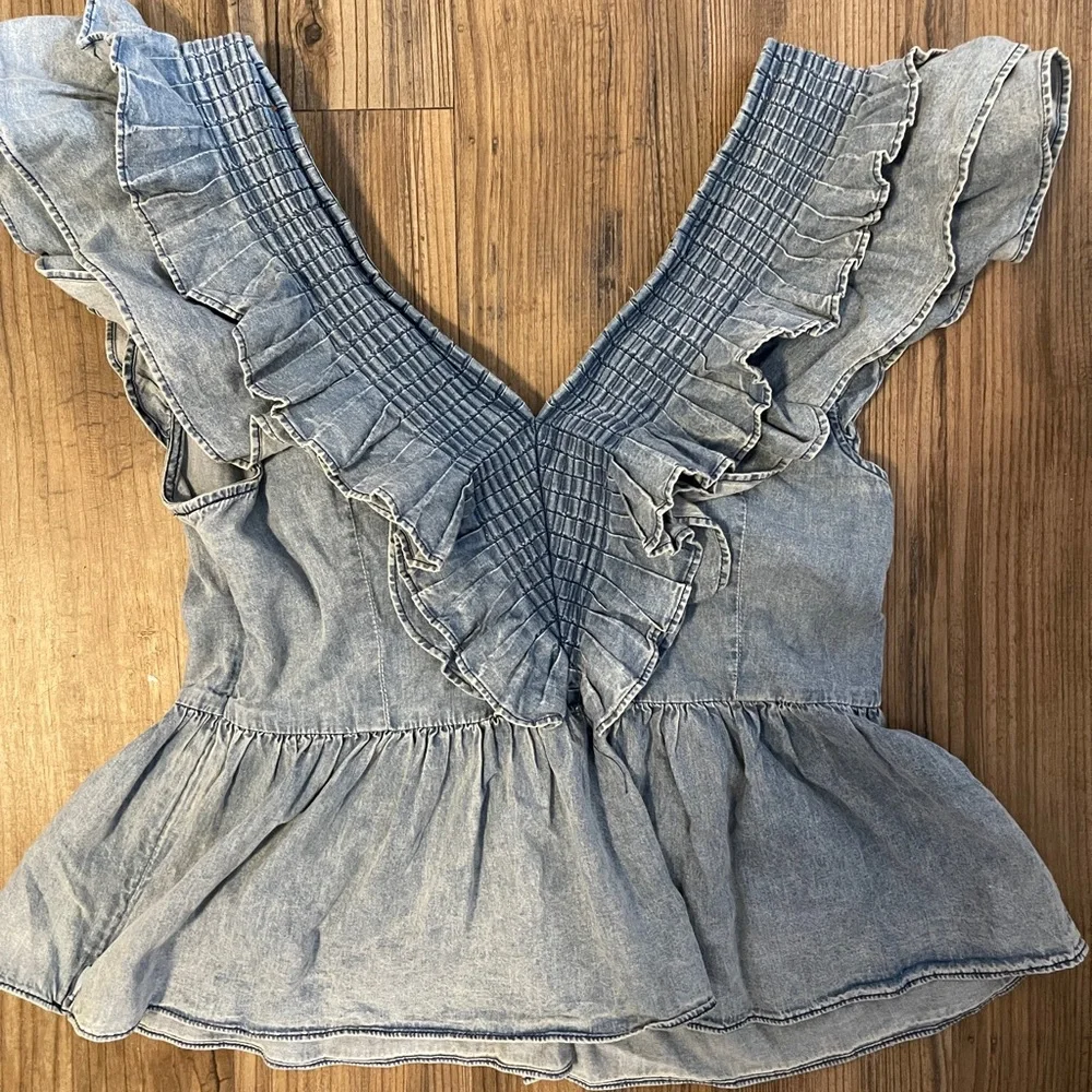 Anthropologie Maeve Denim Blue Top NWT size XS - Picture 7 of 9